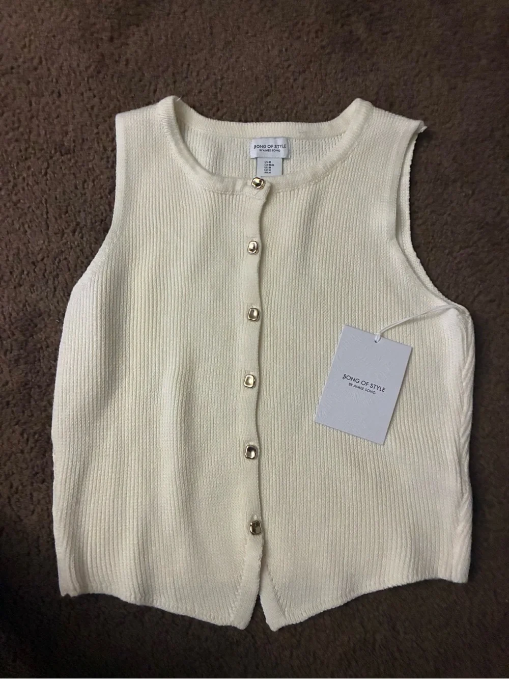 Song of Style Cream Button-Front Knit Cardigan - Picture 4 of 5